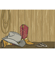 Cowboy boots and hat vector image