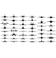 Military and civilian aircraft silhouettes vector image