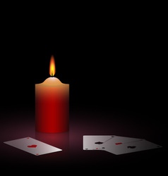 Burning candle and cards vector image