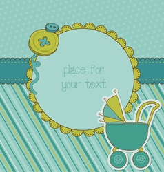 Baby boy arrival card with photo frame and place f vector image