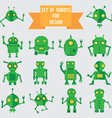 Set of green robots for design vector image