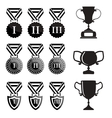 Black trophy and awards icons set vector image