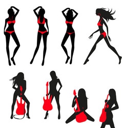 Silhouettes of girls set vector image