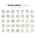 Set flat line icons action camera vector image
