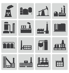 Black factory icons set vector image