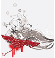 Cassette with wings and grunge vector image