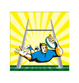 Rugby Player Scoring Try Retro vector image
