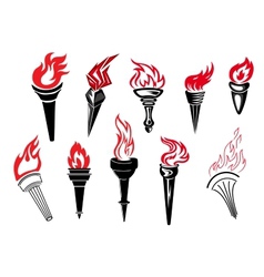 Flaming torch icons vector image