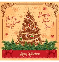 Vintage christmas card design vector image