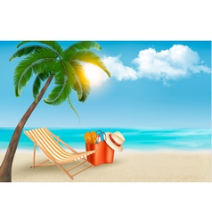 Palm leaves on beach vector image