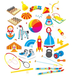 Toys and sporting accessories vector image