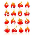 Fire flames redish set icons vector image
