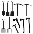 Collection of garden instruments silhouettes vector image