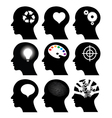 Head icons with idea symbols vector image