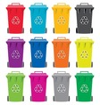Recycling wheelie bin icons Recycling wheelie bin icons vector image