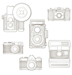 Vintage photo cameras set vector image