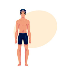 Handsome young man swimmer in swimming suit cap vector image