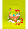 Easter background with Easter eggs in basket vector image