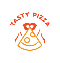 tasty pizza with mouth vector image