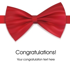 Red bow on ribbon with sample text vector image