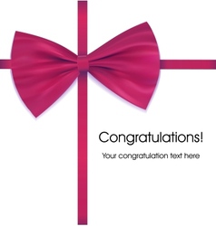 Red bow on ribbon with sample text vector image