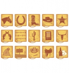 Cowboy icons vector image
