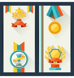 Certificate templates with trophies and awards vector image