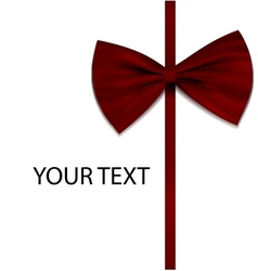 Red bow on ribbon with sample text vector image