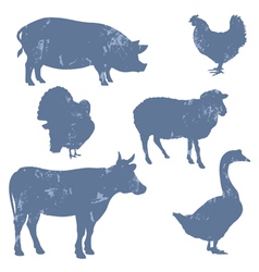 Farm animals silhouettes vector image