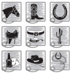 Cowboy icons vector image