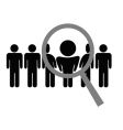 Magnifying glass chooses man vector image