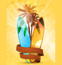 Tropical surfboard vector image