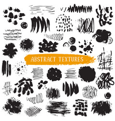 Collection of black ink abstract textures vector image
