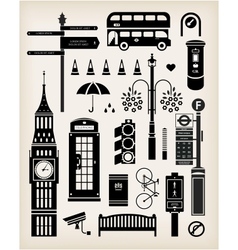 London city street icon set vector image