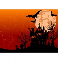 Halloween background with haunted house vector image