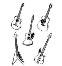 Music acoustic and electrical guitars vector image