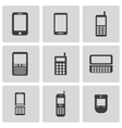 Black mobile phone icons set vector image