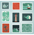 Set with stamps and sea design elements vector image