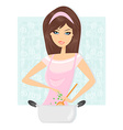 Beautiful lady cooking soup vector image