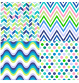 Seamless stripes zig zag and polka background vector image