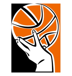 Hand with basketball ball vector image
