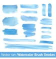 Set of blue watercolor brush stroke vector image