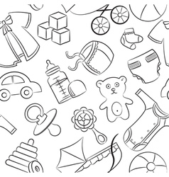 Doodle baby seamless pattern vector image