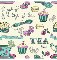 Color tea time pattern vector image