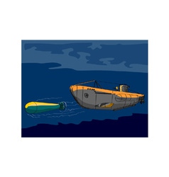 Submarine Boat Retro vector image
