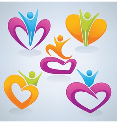 Love men and hearts vector image