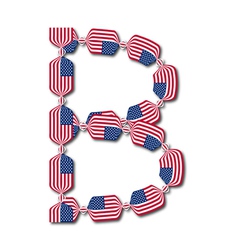 Letter B made of USA flags in form of candies vector image