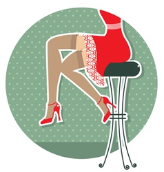Retro woman legs with fashion shoes sitting on bar vector image