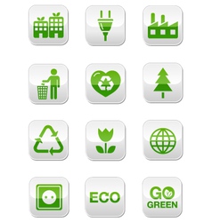 Green eco icons set vector image