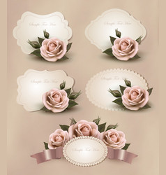 Collection of retro greeting cards with pink rose vector image